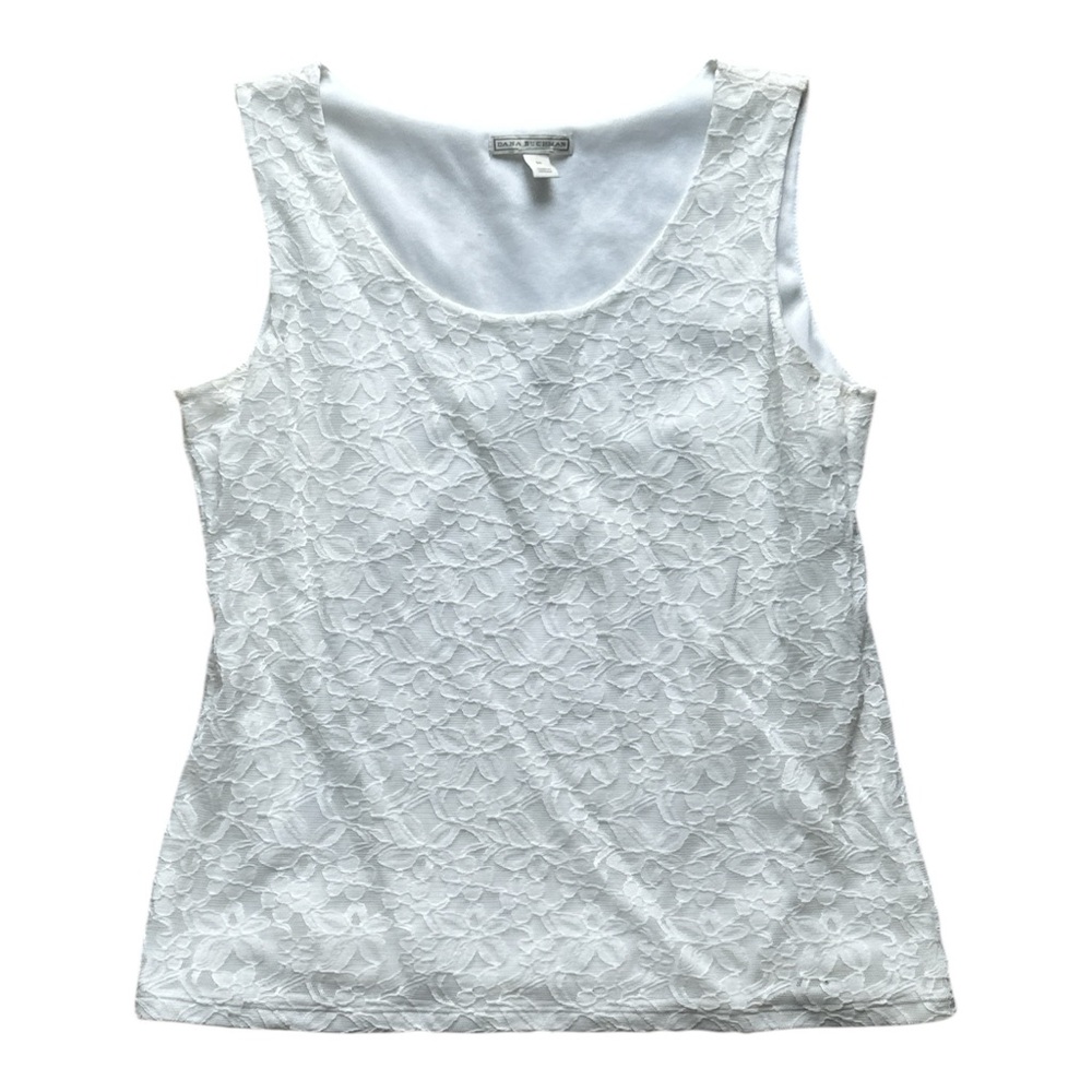Dana‎ Buch Sleeveless Tank Top White Lace Medium